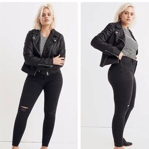 Madewell 9" High Rise Black Distressed Skinny Jeans Plus Size 37